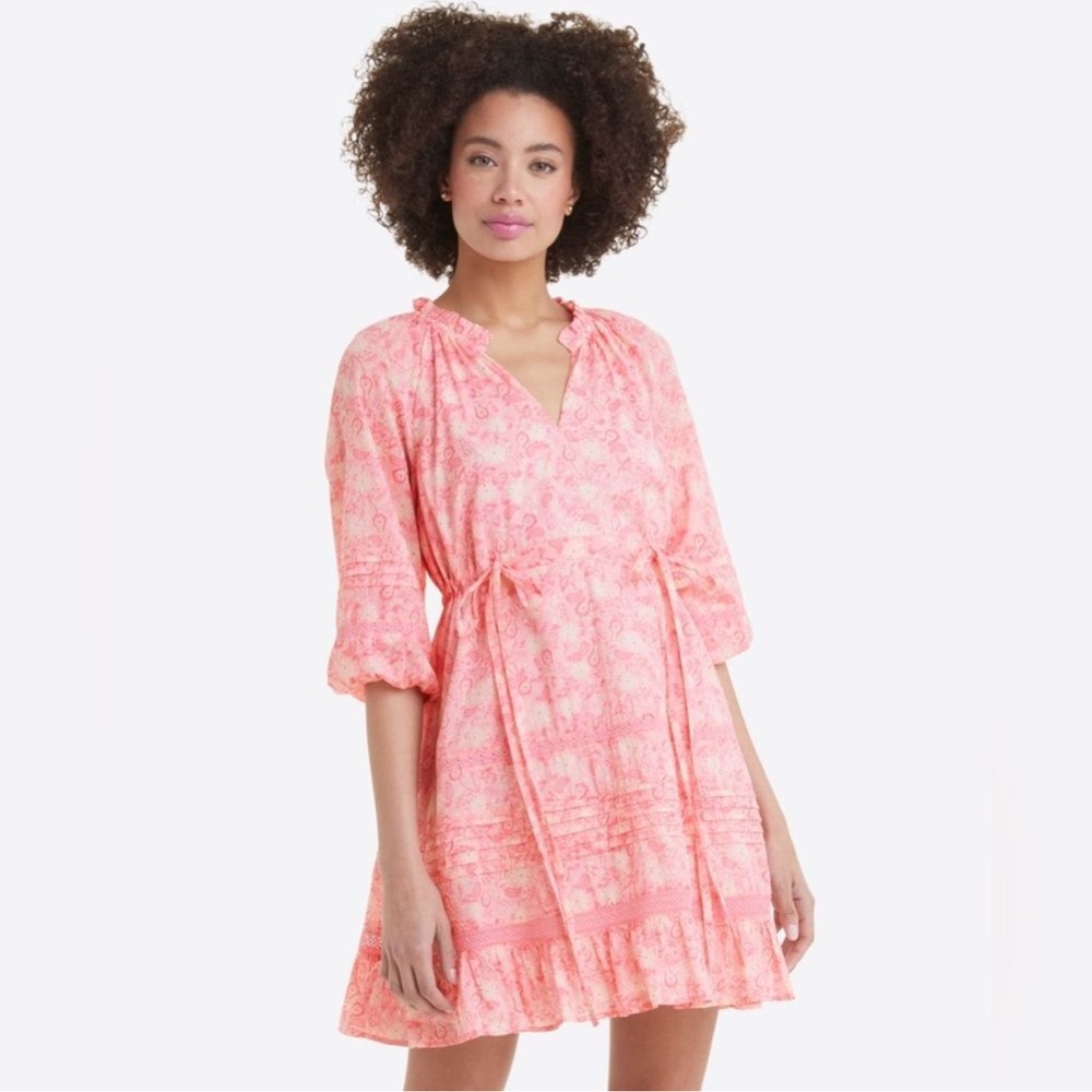 Draper James Kellie Babydoll Dress in Pink Paisley